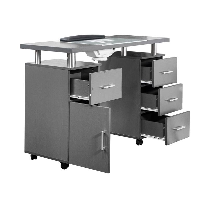 Manicure Table GLASGLOW Grey Salon Nail Table Salon Furniture - N/A