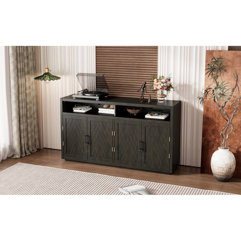 Sideboard with Open Storage and Adjustable Shelves