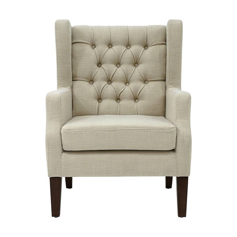 Madison Park Roan Linen Button Tufted Wing Chair