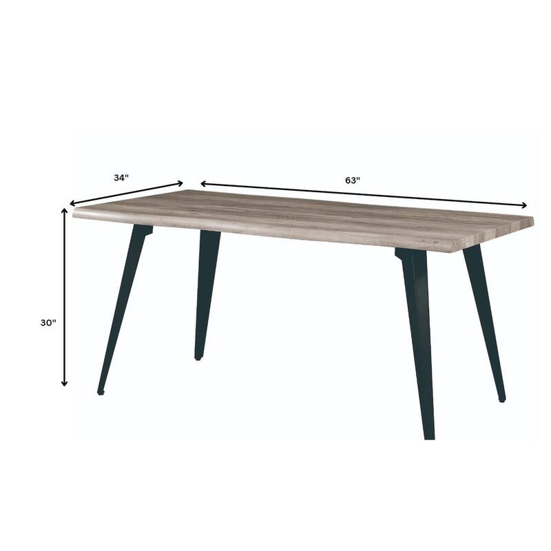 Ravenna Rectangular Dining Table with 63-Inch Wide MDF Tabletop and Powder Coated Metal Legs