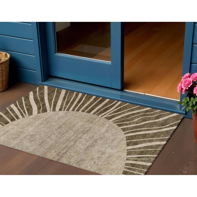 HomeRoots Abstract Transitional Rectangle Outdoor Rug - 3' x 5'