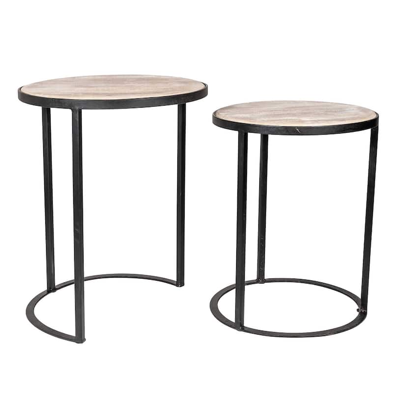 Natural Wood And Iron Nesting Accent Tables (Set of 2) by East at Main