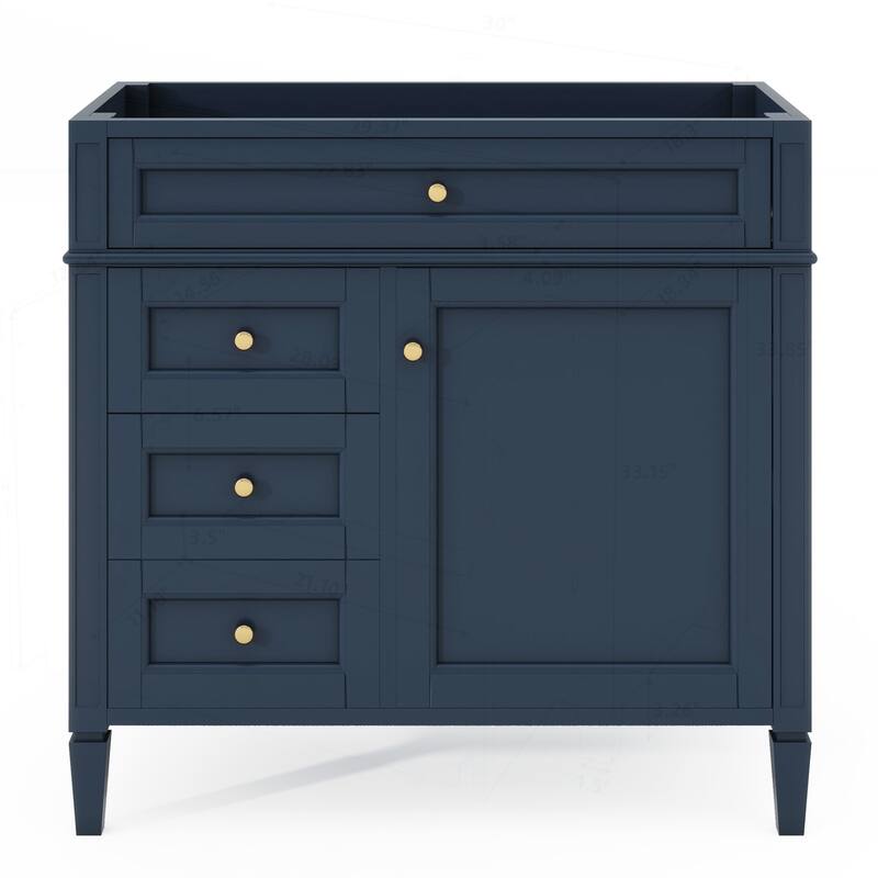 Modern Bathroom Vanity with Multiple Drawers - Blue