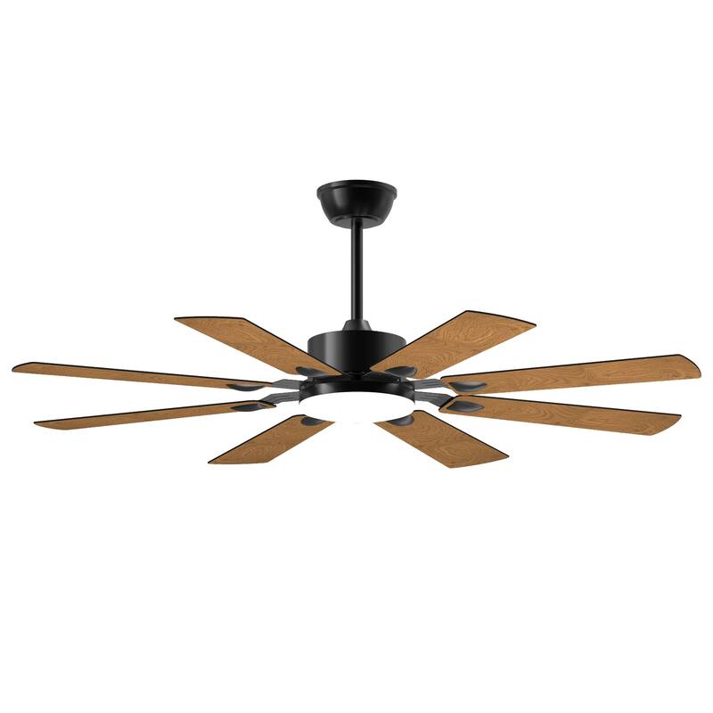 60 Inch Ceiling Fan with Lights and Remote Control, 8 Plywood Blades, 6-Speed Noiseless Reversible DC Motor, 3CCT - Black