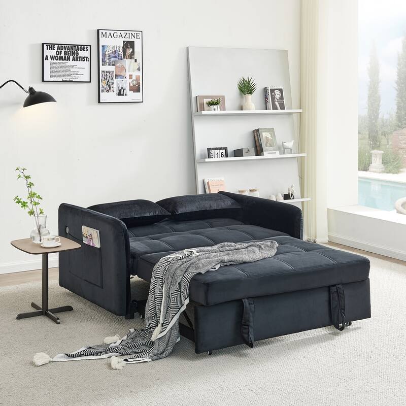 Velvet Sofa Bed 55.5" - Easy Assembly, Supportive Comfort