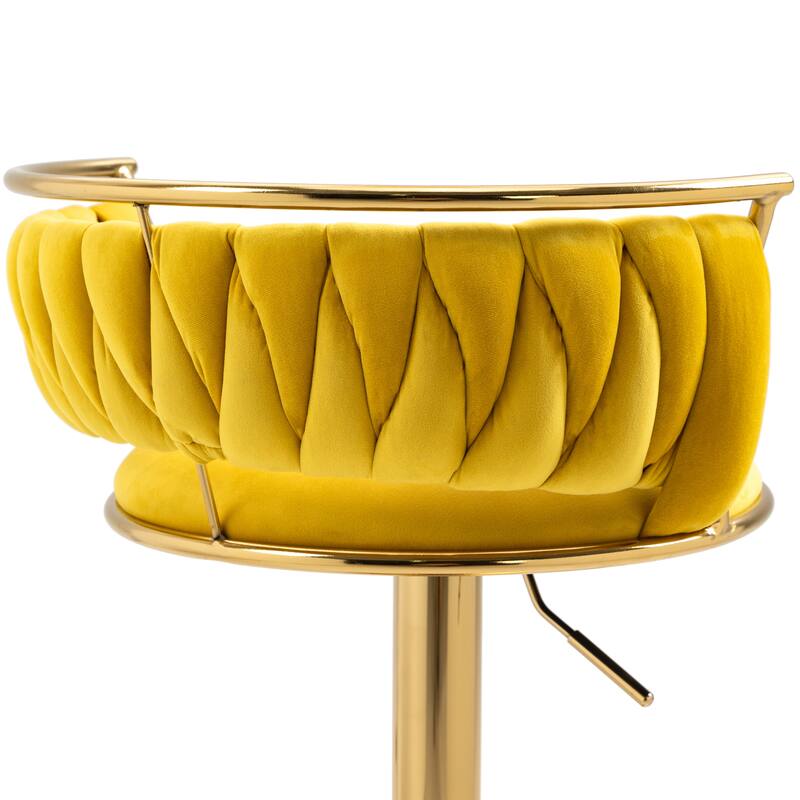 4 Set Velvet Adjustable Swivel Bar Stools With Backs