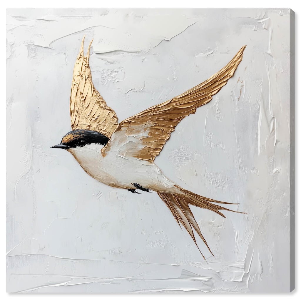 Simple Golden Swallow Canvas by Art Remedy, Gallery Wrapped