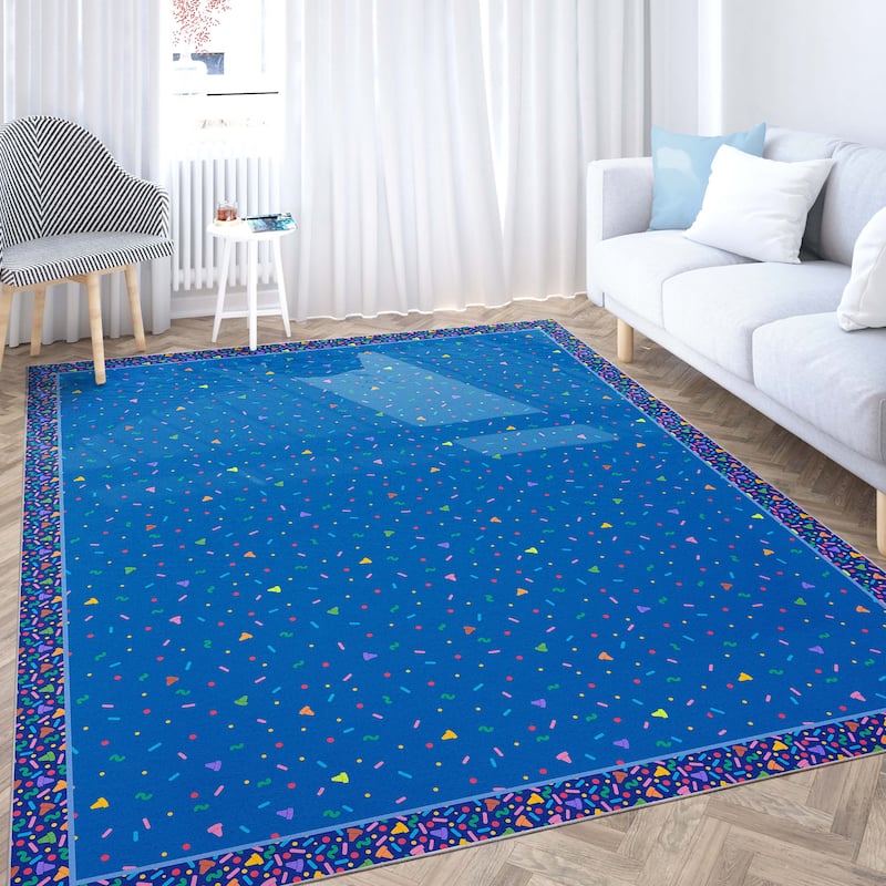 Crayola Confetti Blue Retro Area Rug By Well Woven