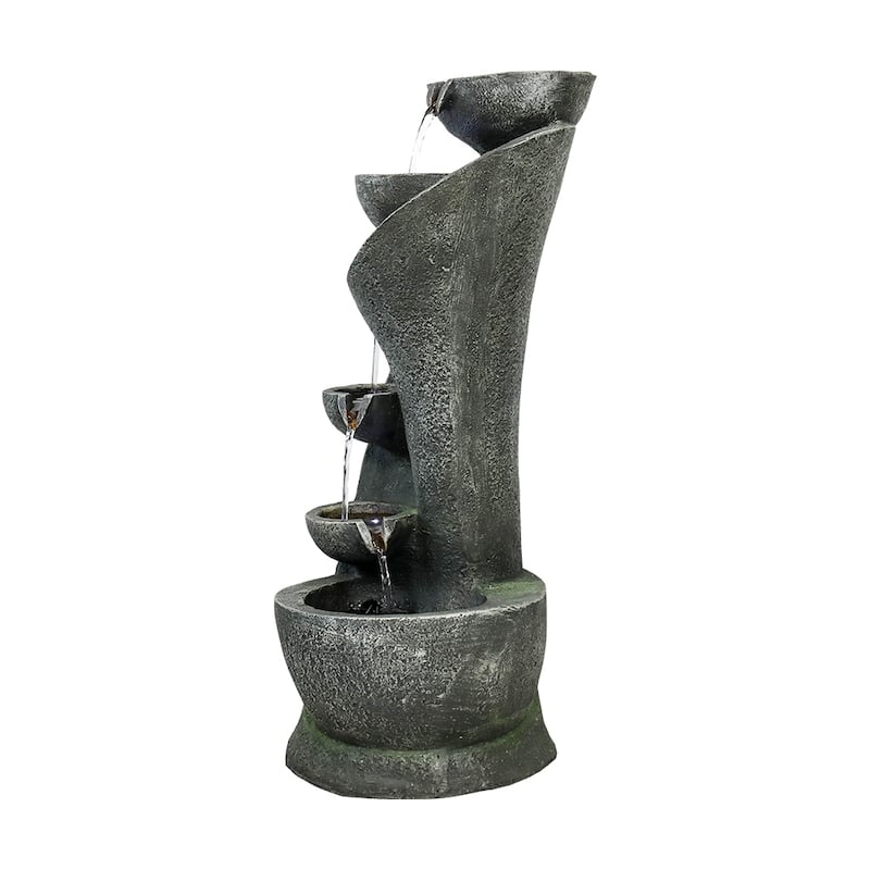 23.8''H Outdoor Water Fountain with LED Curved Indoor Fountain