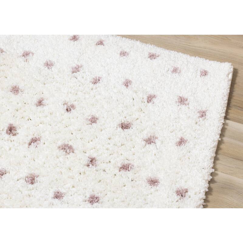 Taylor Collection - Cream Pink Dots Soft Area Rug