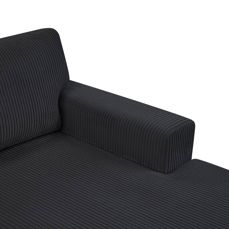 115.3" Corduroy U-Shaped Sectional Sofa with Chaise Lounge and Throw Pillows