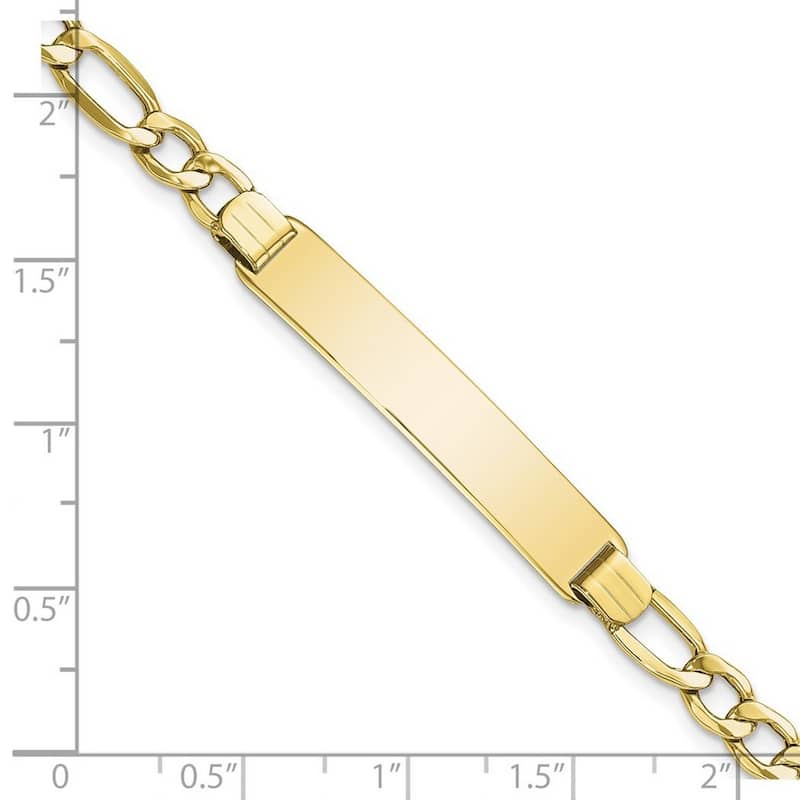 Curata 7.16mm 10k Yellow Gold Engravable Semi solid Figaro Link ID Bracelet