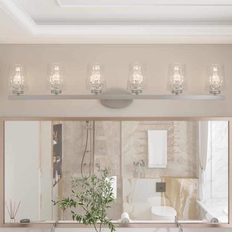 Acroma Mid-century Modern 6-light LED Dimmable Bathroom Vanity Light with Art Glass - 51 inches