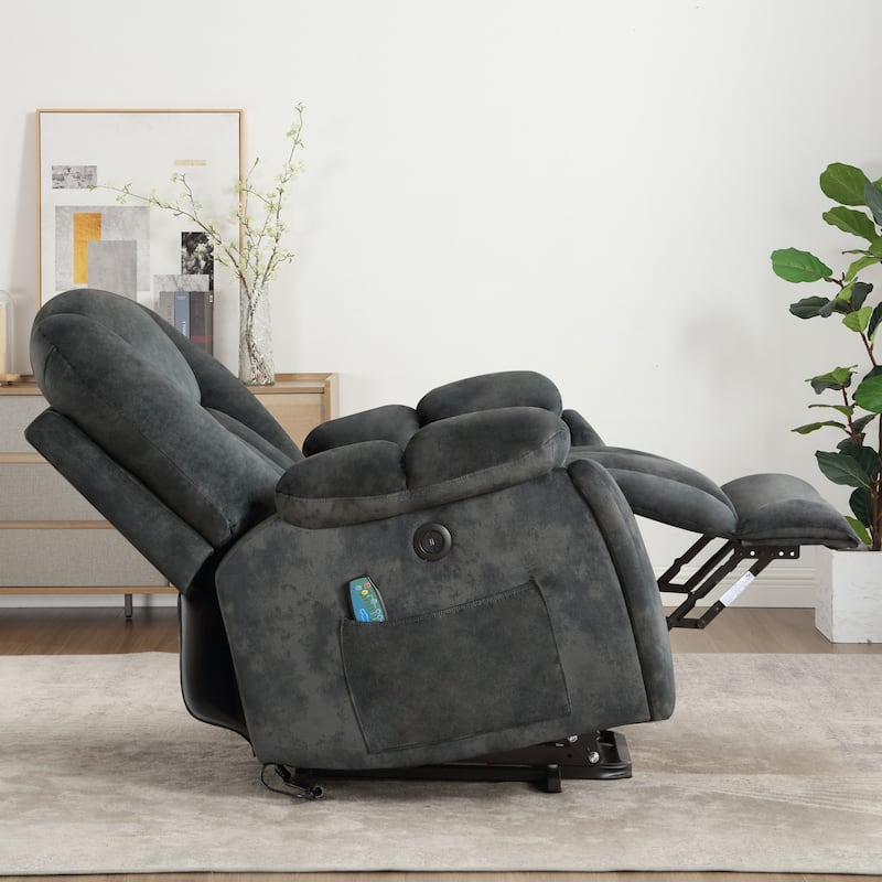 Oversized Power Assist Lift Recliner Chair With Massage and Heating with 2 Concealed Cup Holders for Elderly