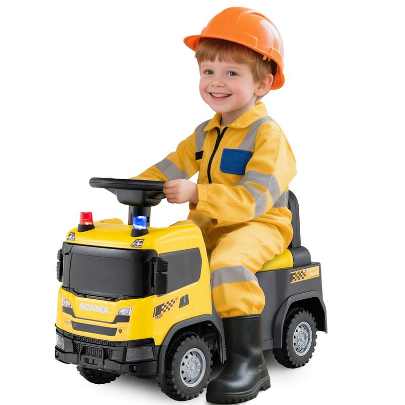 Costway Licensed Scania Toy Fire Truck with Lights Sounds & Under-Seat - See Details