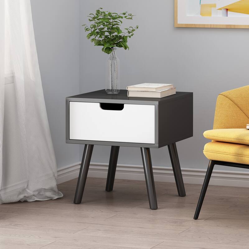 Roomfitters Modern End Table with Storage Drawer, Nightstand for Bedroom or Living Room