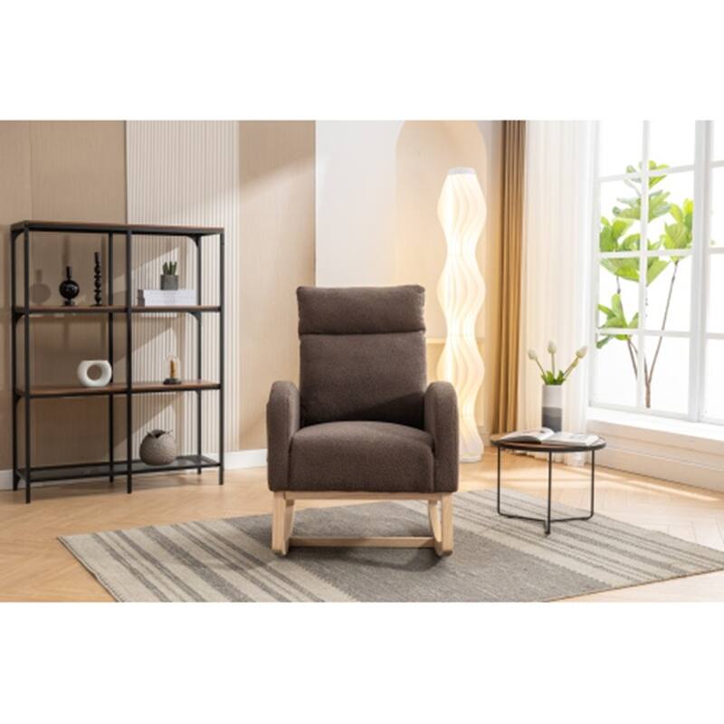 Teddy Fabric Rocking Chair With Right Pocket