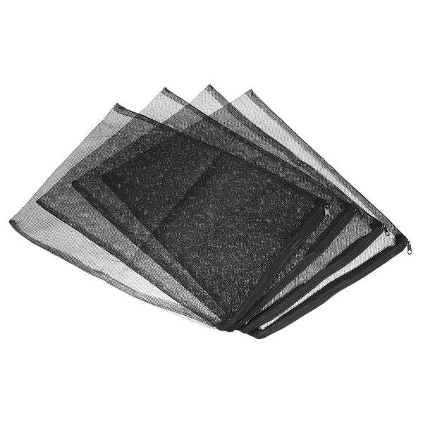 slide 2 of 4, Filter Media Bags 45x35cm 2 mm Hole 4 Pack Mesh Bags with Zipper Black