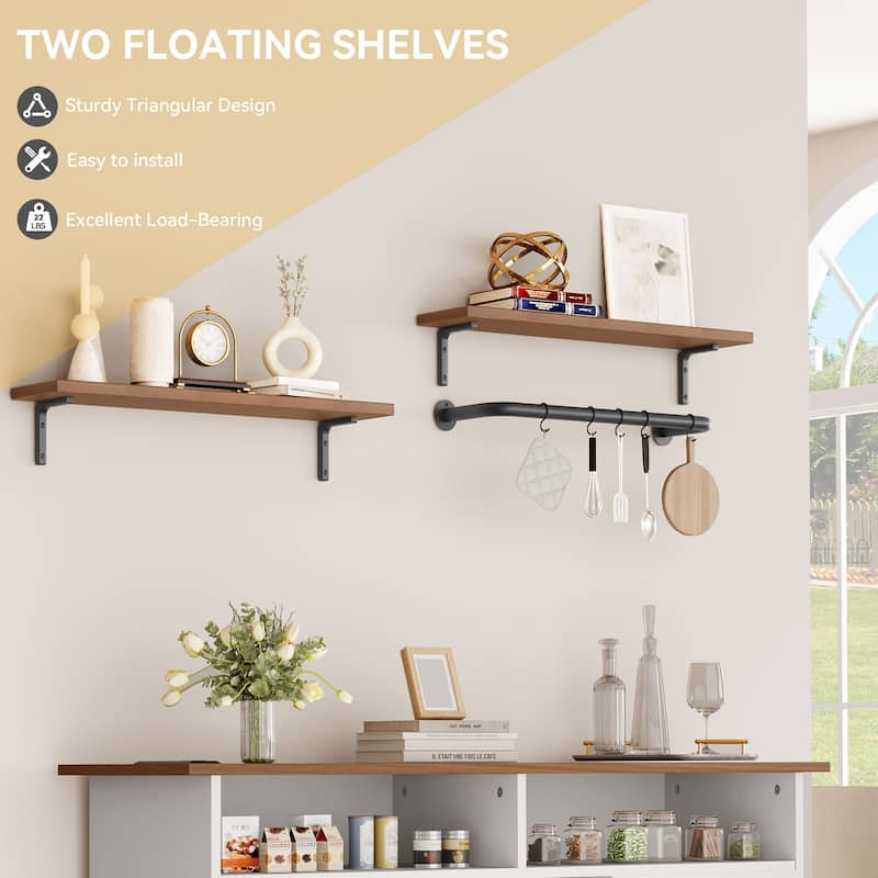 52"Farmhouse Coffee Bar Cabinet with Floating Shelf - 15.75"D x 52"W x 34"H