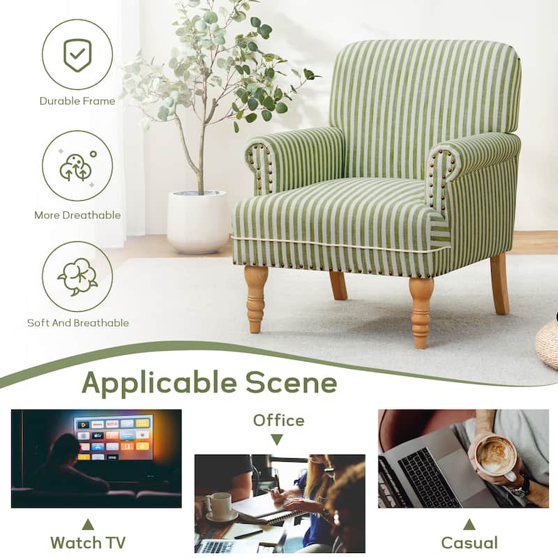 Upholstered Accent Sofa Linen Club Chair with Legs for Living Room