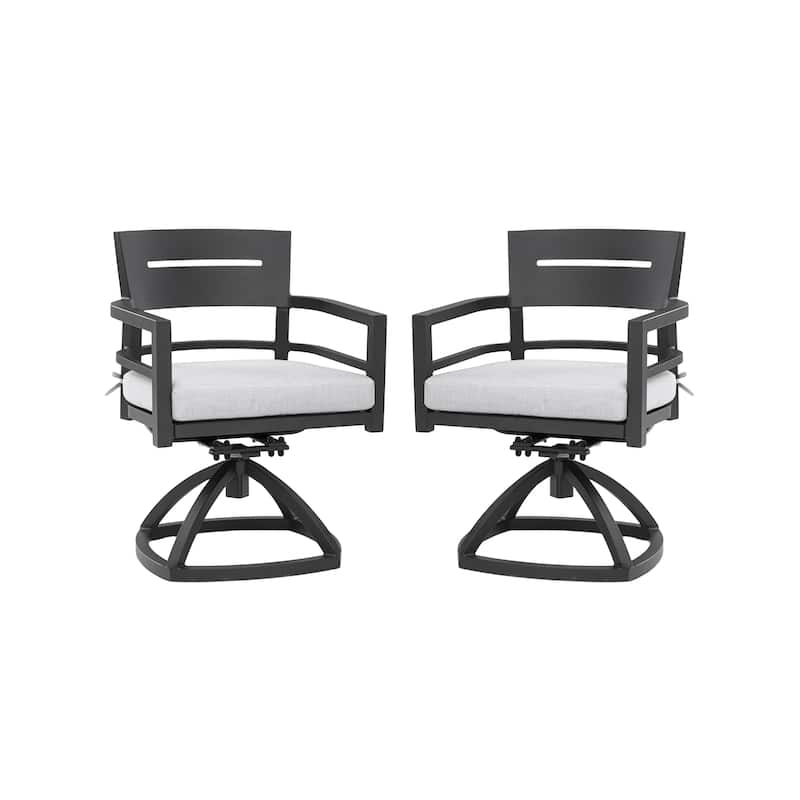 Outdoor Patio Aluminum Swivel Rocker 2PCS with Outdoor-grade Sunbrella Fabric Cushions, Ember Black