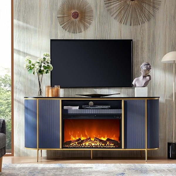Luxury tv stand with fireplace discount