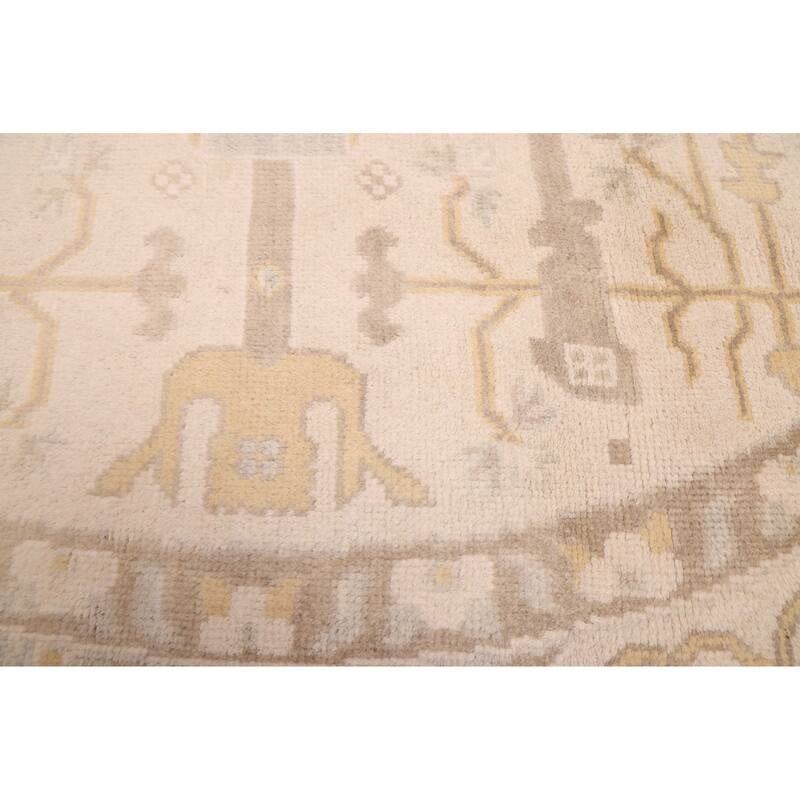 ECARPETGALLERY Hand-knotted Royal Oushak Ivory Wool Rug - 9'0 x 8'10