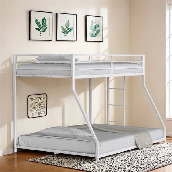 slide 2 of 7, Sturdy Twin over Full Bunk Bed Metal for Kids and Adult,Low Profile