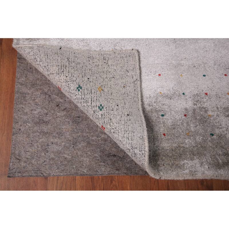 Tribal Gabbeh Indian Area Rug Silk Carpet - 9'0" X 11'7"