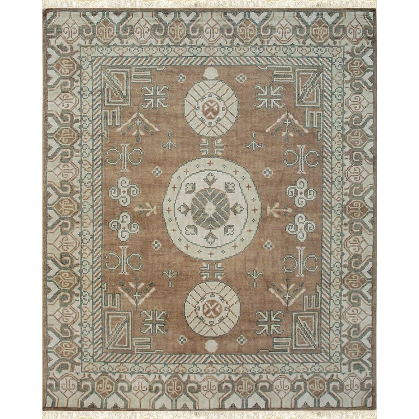 Home Décor Brown Hand-Knotted Wool Rug by EORC | Luxurious and Timeless Area Rug for Adding Warmth and Classic Elegance