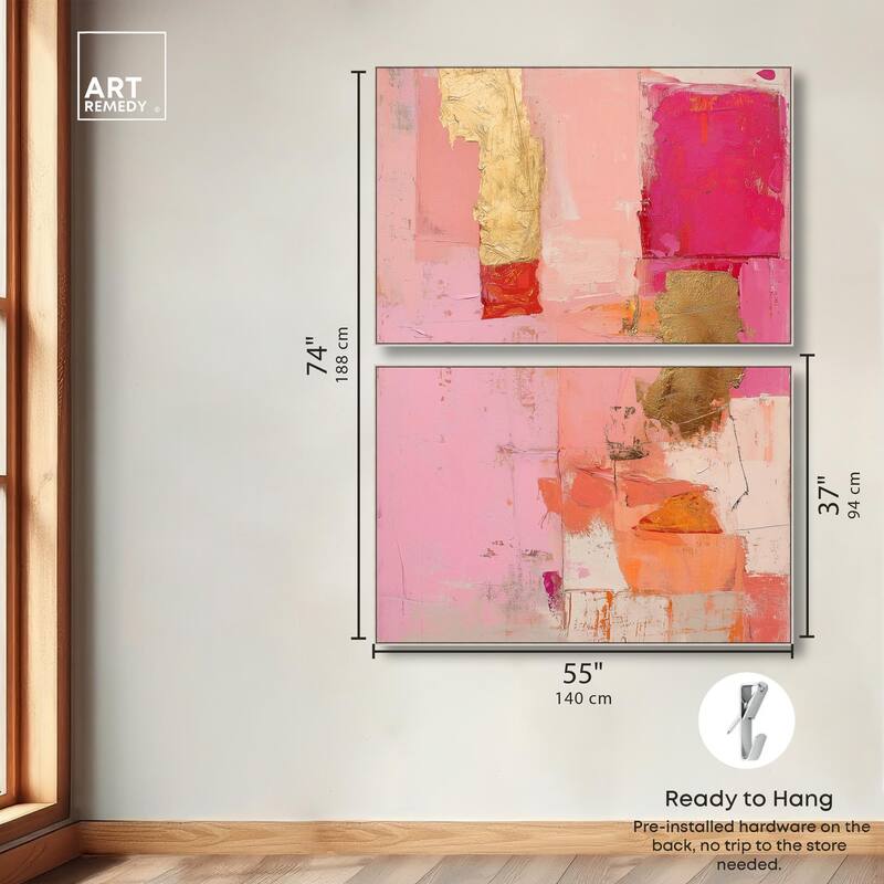 Petal Patchwork I Canvas Set of 2 by Art Remedy