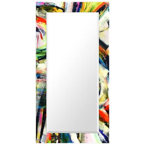 Rock Star Rectangular Beveled Mirror on Free Floating Printed Tempered Art Glass - Clear - 54" x 28"