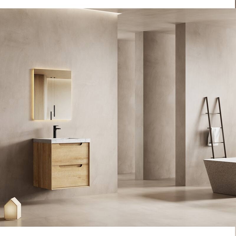Prismis 24" 30" Wall-Mount Premium Bathroom Vanity with Upgraded Top