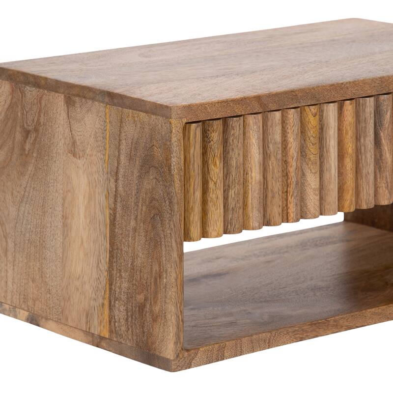 Kate and Laurel Reid Floating Wood Side Table with Open Storage