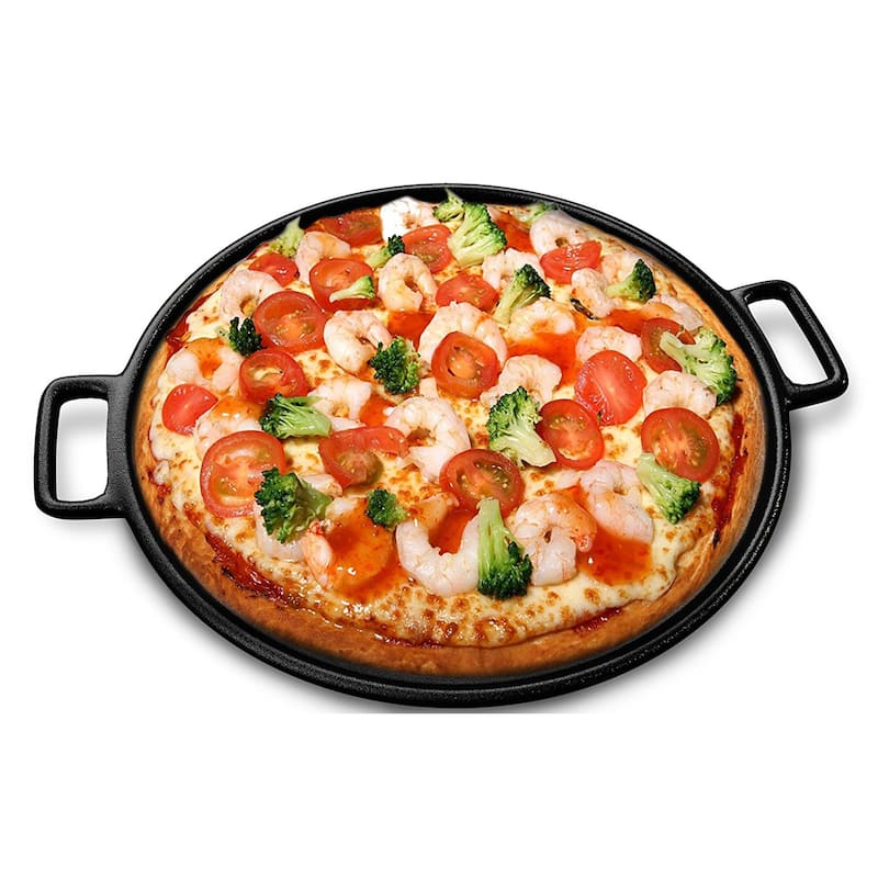 Cast Iron Pizza Pan-14 Inches Skillet for Cooking, Baking, Grilling-Durable by Home-Complete