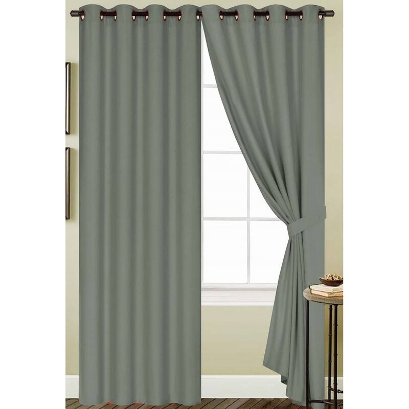 RT Designer Collection Kennedy 84-inch Grommet Curtain Panel - Charcoal