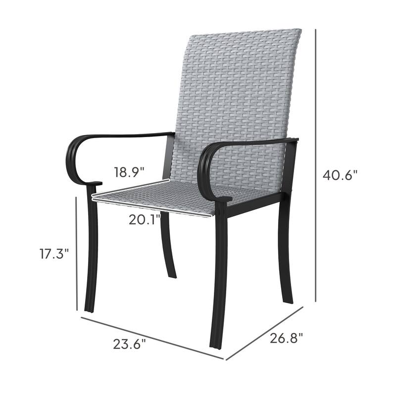 4-Piece Outdoor Dining Chair Set PE Rattan Steel Frame High Back Armrest Patio Garden - 23.6" W x 26.8" D x 40.6" H