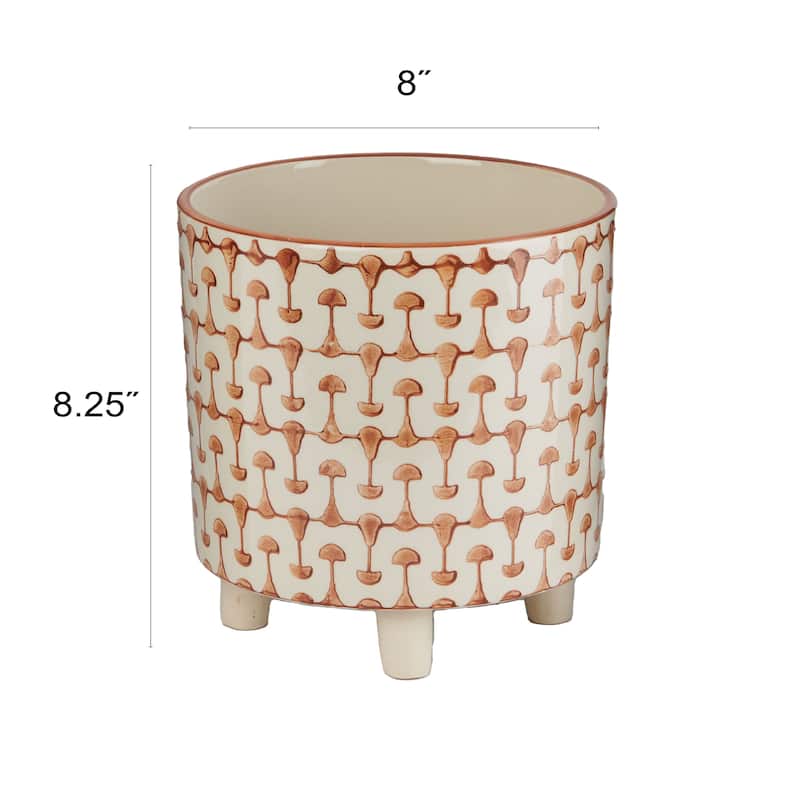 Black & White Round Stoneware Footed Planter