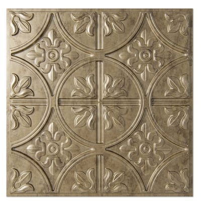 Art3d 2x2 ft PVC Ceiling Tile, Drop Ceiling Tiles,Fancy Classic Style in Antique Gold(12pcs)