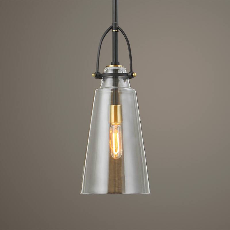 Black Glass Hanging Pendant Ceiling Light Fixture - 20"