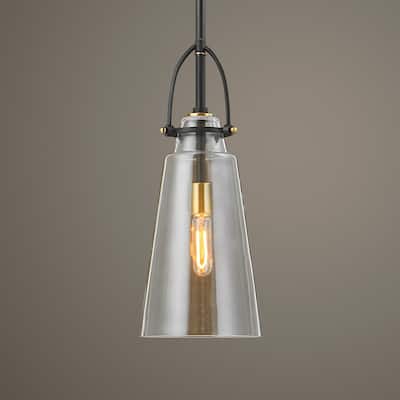 Black Glass Hanging Pendant Ceiling Light Fixture - 20"
