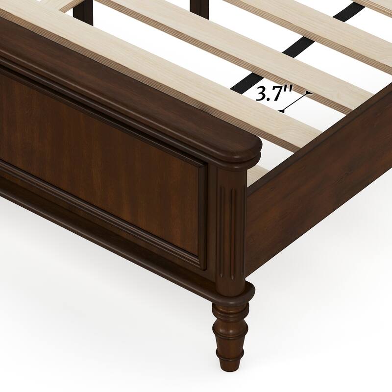 Queen/King Size Classic Wooden Bed Frame with Raised Panel Headboard and Footboard