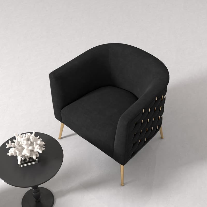SEYNAR Mid-Century Modern Velvet Round Accent Chair for Living Room