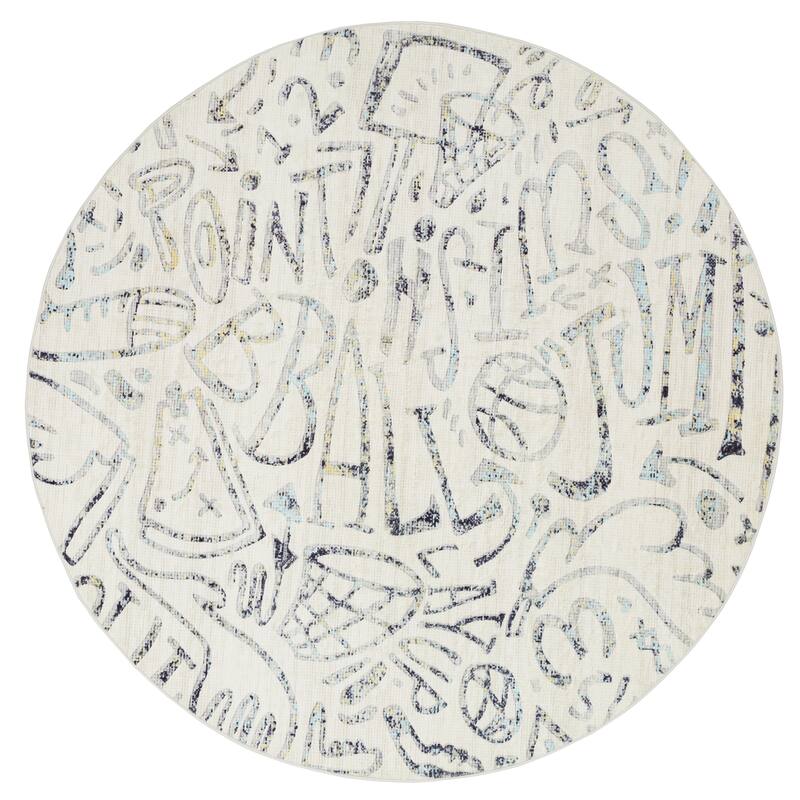 Katie Merz SPORTSGLYPHS Basketball Area Rug - 6' Round - Chalk
