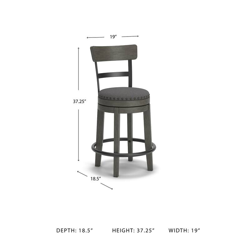 Signature Design by Ashley Caitbrook Gray Upholstered Swivel Barstool, Single