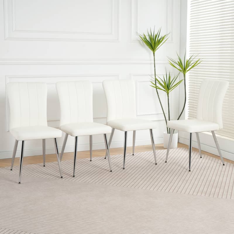 Modern Style Glass Table,Dining Chair Set, Electroplated Chair Legs, Suitable For Restaurant Kitchens(Set of 5)