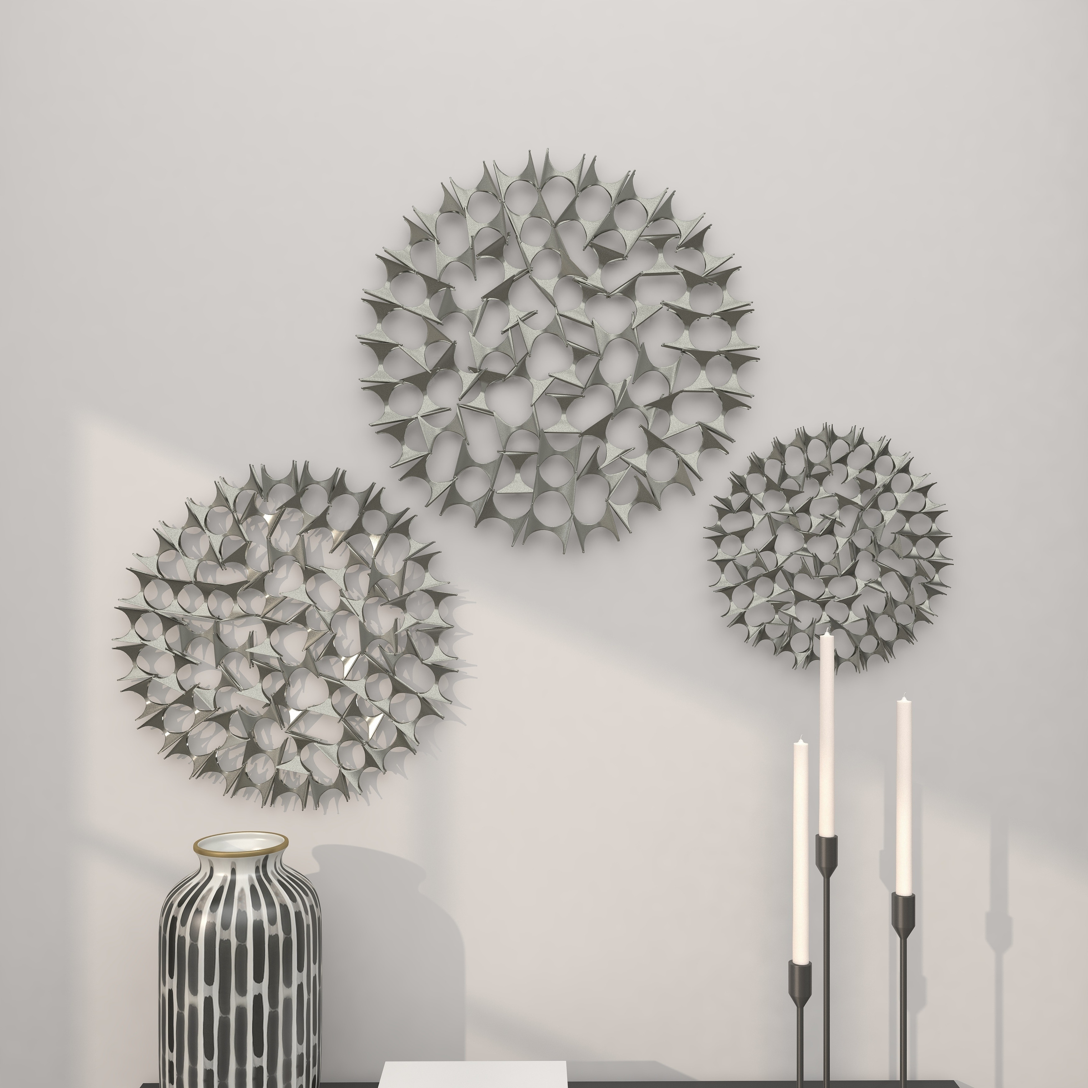Metal Starburst Wall Decor with Cutout Design Gold or Silver Set of  Bed Bath  Beyond 13041164
