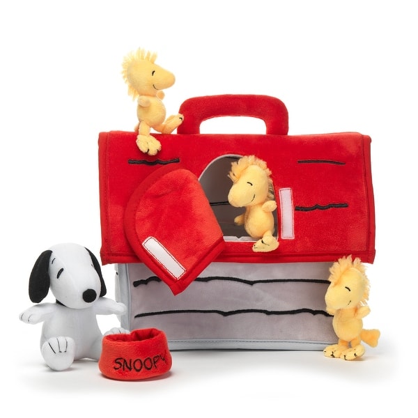 slide 2 of 5, Lambs & Ivy Classic Snoopy Interactive Plush Doghouse with 5 Stuffed Animal Toys