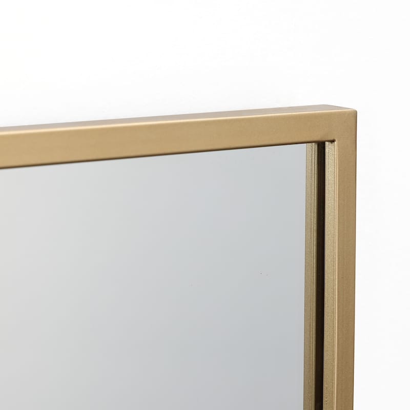 Cityscape Gold Metal Frame Rectangular Wall Mirror, Bathroom Wall Mirror - 32" H x 21.7" W