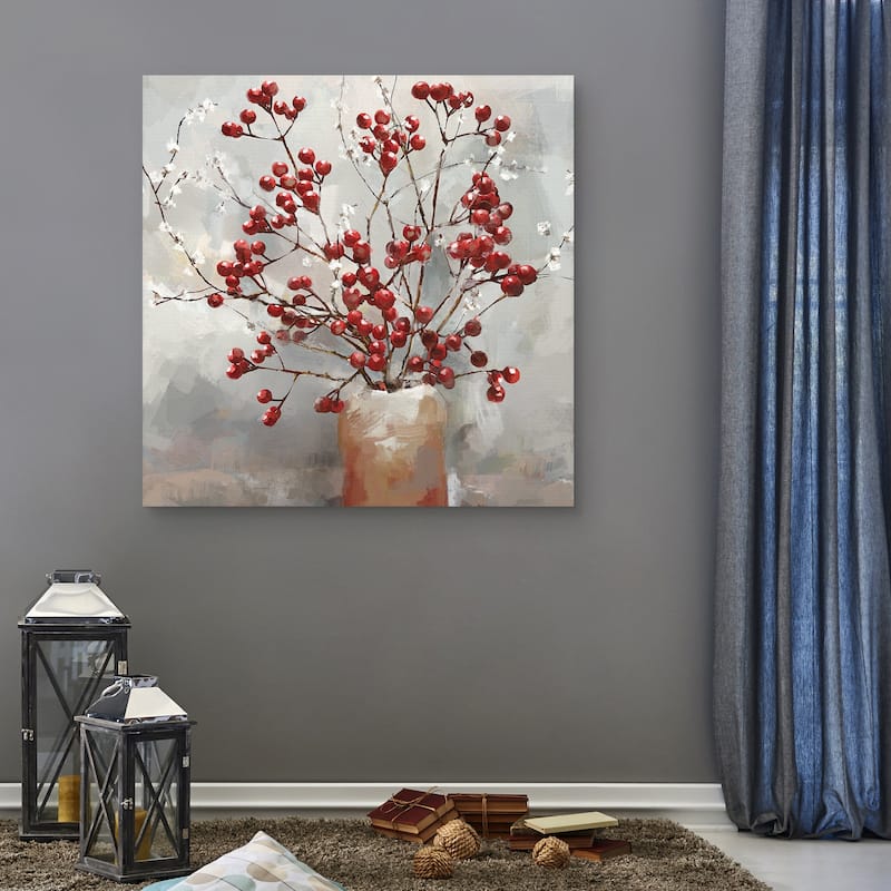 Berries & Blossoms Square by Studio Arts Canvas Art Print